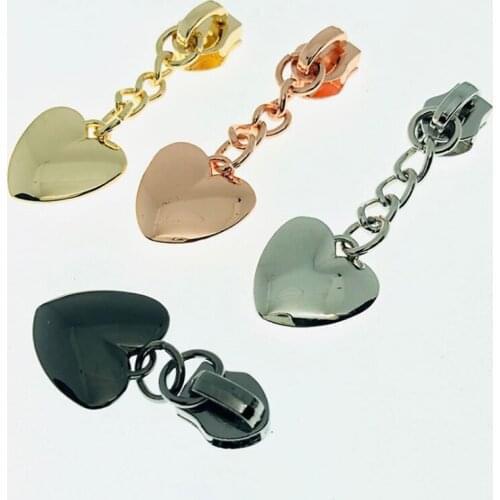 10 Pieces 20*19 MM Direct Selling Luggage Accessories Pull Tabs Thin Heart-Shaped Metal Zinc Alloy Zipper Sliders Closure