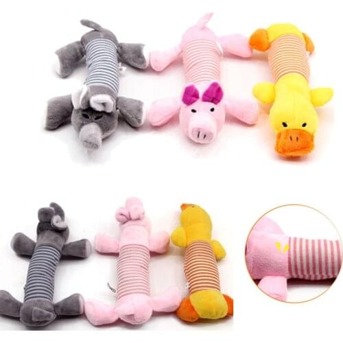 Pink Pig Elephants Duck Dog Toys Cute Pet Toy Dog Cat Plush Squeak Sound Chew Interactive Funny Fleece Durability Chew Molar Toy