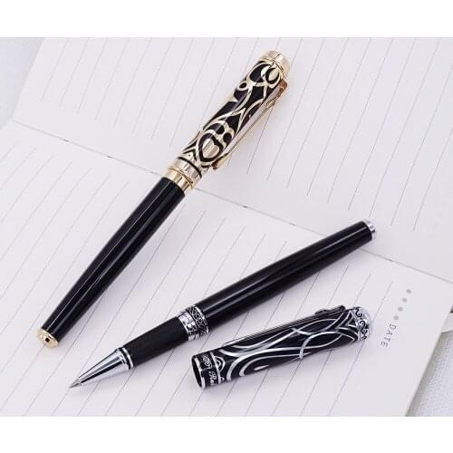 Duke Noble Rollerball Pen with Smooth Refill , Sapphire and Ruby 2 Pens Black Barrel Business Office Home and School Supplies