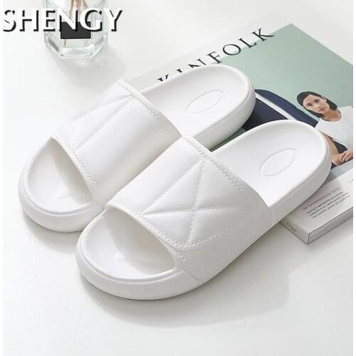 Males Sandal Indoors Slippers Men Fashion Summer Bathroom Shower Nonslip Thick Rubber Bottom Male Lazy Soft Big Size Solid Color