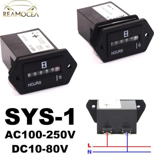 Reamocea AC100-250V/DC10-80V Hour Meter Counter Hourmeter Timer 6 Digit Display for Electromechanical Engine Generator Truck Car
