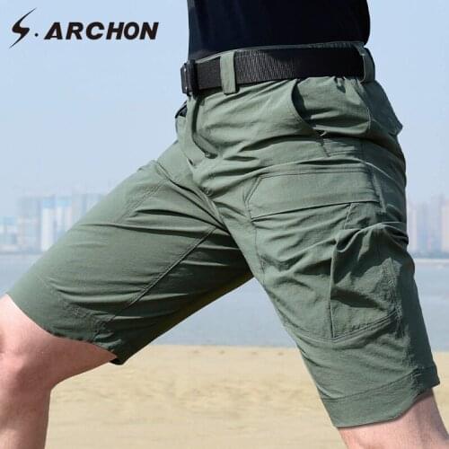 S.ARCHON Summer Army Combat Military Tactical Shorts Quick Dry Breathable Cargo Shorts Men Thin Flexible Work Shorts Male