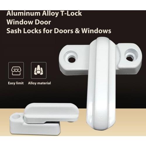 Aluminium Alloy T-lock Steel Flat Open Doors And Windows Locks Replacement Security UPVC Window Door Sash Protection Lock