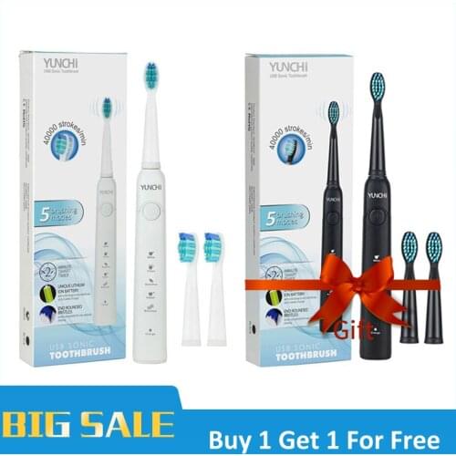 Ultrasonic Electric Toothbrush USB Charging 5 Modes 2 Minute Timer Gum Care Teeth Brush Tooth Cleaning Tool Buy 1 Get 1 For Free