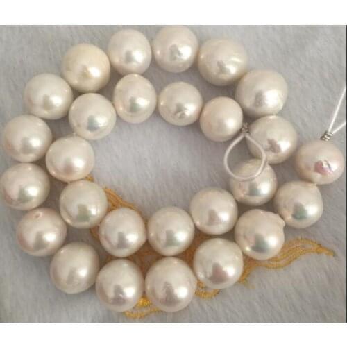 Gorgeous 15-16 mm south white pearl necklace 18inch
