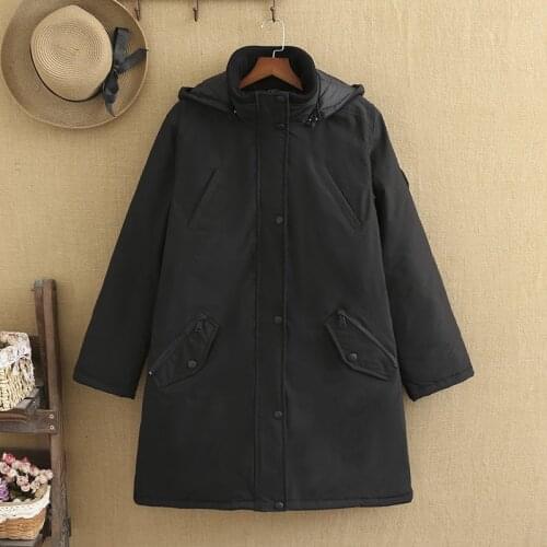 Plus Size Cotton-Padded Jacket For Women Detachable Hat Hoodie Zippers Cotton And Thickened Extra Large Size Winter Coat