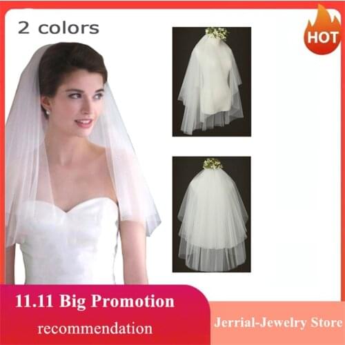 New Style Elegant Simple 1.5M Two Layers Tulle With Comb Short Woman Veil Party Wedding Present For Female