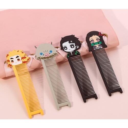 Hair Brush Women Anime Cosplay Demon Slayer Mini Metal Comb Anti-static Hairdressing Beauty Tools Salon Accessaries Decoration