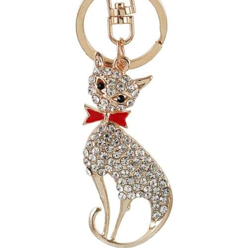 Women bag charm trinket rhinestone animal fox car key chain keyring bag key fobs holder keychains birthday gift souvenir jewelry
