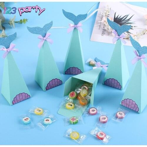 10pcs Mermaid Peacock Candy Box DIY children birthday wedding decoration candy box baby shower party supplies paper bags gifts
