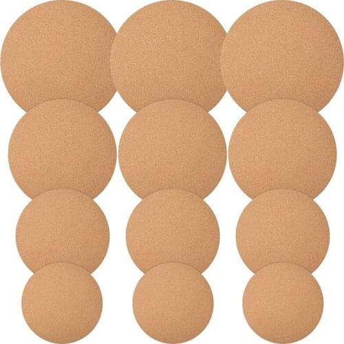 12Pcs Cork Plant Coaster Cork Mat Round Absorbent Cork Bar Cork Mat Soft Table Cork Board For Kitchen DIY Craft Supplies-ABUX