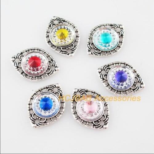 18 New Eye Resin Connectors Mixed Charms Tibetan Silver Color Pendant 14.5x20mm