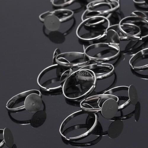 200pcs/lot 10mm Pad Diy Ring Base Anillo Adjustable Ring Blanks Glue On Cabochon Rings Findings Material For Handmade