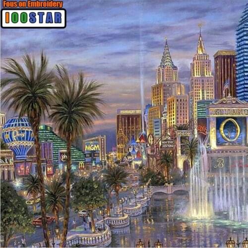 5D DIY Rhinestones Diamond Painting Cross Stitch Plastic Crafts Unfinished Full Round/square Diamond Embroidery Night Landscape