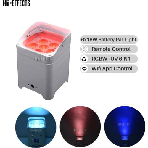 6x18w LED battery par cans lights Wireless DMX RGBWA UV Par light Stage Dj Disco Party Bar lighting Shows Equipment