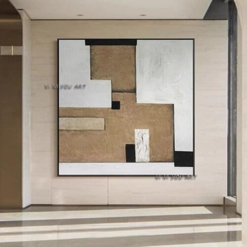 100% Handmade Abstract Oil Painting On Canvas Contemporary Geometric Minimalist Modern Wall Art Decorative For Living Room
