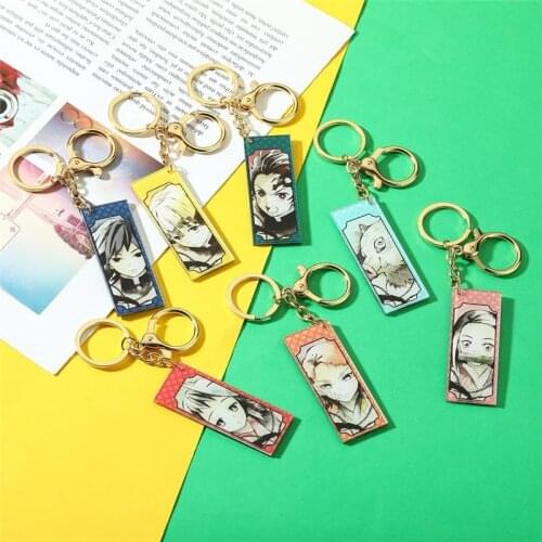 Anime Demon Slayer Key Chains Figure keychain Agatsuma Zenitsu Cosplay Rengoku Kyoujurou Toy Accessory Shinazugawa Genya keyring