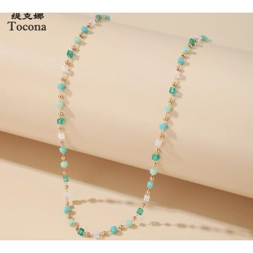 Tocona Bohemian Colorful Bead Chain Choker Necklace for Women Charm Handmade Party Jewelry Drop Shipping naszyjnik 14026