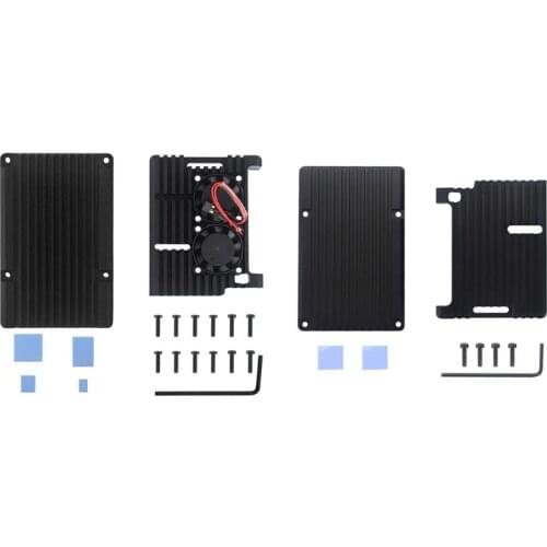 For Raspberry Pi 4 Fan Case with Double Cooling Fan Aluminum Alloy Heatsink Simple Removable Cover