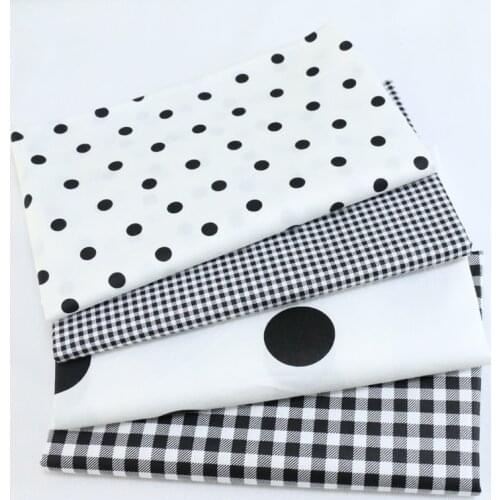 Black Plaid Dot 100% Cotton Printed Fabric For Quilting Kids Patchwork Cloth DIY Sewing Fat Quarters Material For Baby&Child