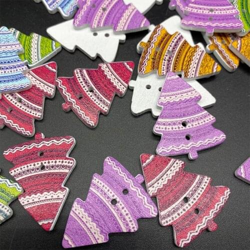 2Hole Wooden Buttons Christmas Tree DIY Decor Child Clothing Sewing Buttons Crafts Scrapbooking Accessories Decorativos Navidad