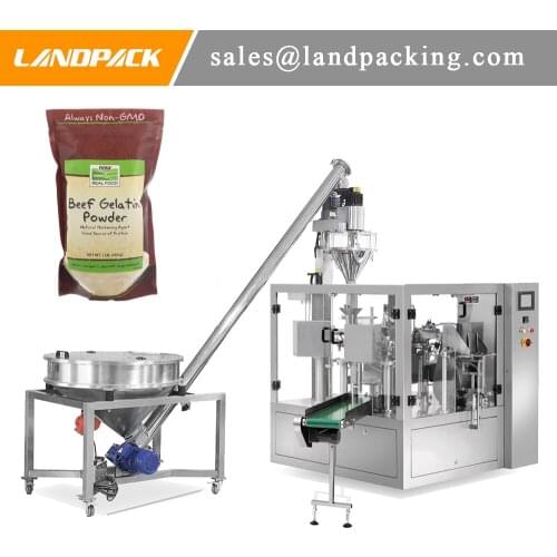 Beef Gelatin Powder Automatic Stand Zipper Pouch Filling And Sealing Machine