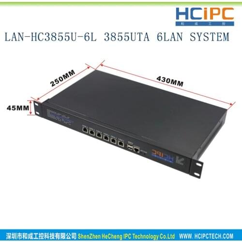 HCiPC LAN-HC3855U-6L 3855UTA 6LAN SYSTEM, Celeron 3855U 4G+64G 6LAN 1U Firewall ,6LAN Firewall Motherboard