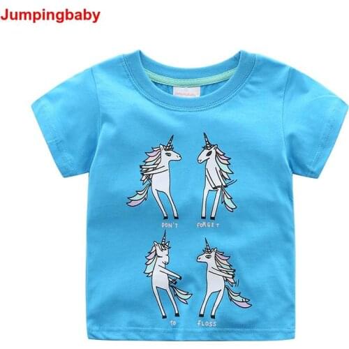 Jumpingbaby 2019 Girls Unicorn T-shirt Vetement Fille Kids T Shirt Baby Girl Clothes Summer Tops Animal Print Tshirt Koszulka