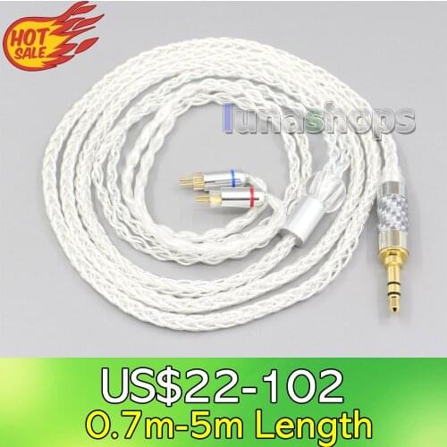LN006553 2.5mm 4.4mm 8 Core Silver Plated OCC Earphone Cable For 0.78mm BA Custom Westone W4r UM3X UM3RC JH13 High Step