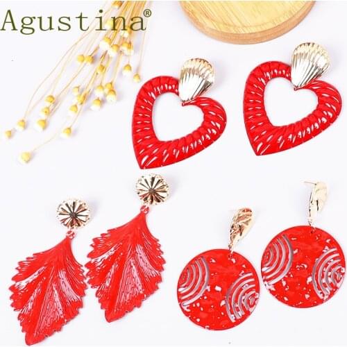 Agustina Punk Red Earrings Girls Drop Earrings Women Fashion Stainless Steel Earrings Jewelry Boho Cute Earring Minimalist Gold