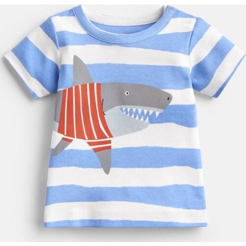 Little maven children 2020 summer new baby boy clothes animal shark print brand cotton short sleeve t shirt girl tee tops 51618
