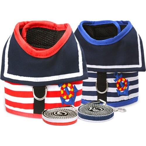 Fashion Striped Pet Dog Chest Harness and Leash Set Teddy Small Dog Walking Dog Rope Dog Chain Dog Supplies