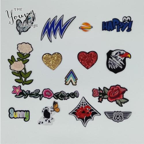 Fashion style Cartoon Hot melt adhesive Applique Embroidery Iron on patch Badges DIY Sewing Clothing Accessories C5989-C6006