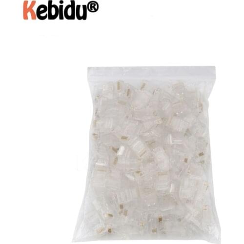Kebidu 50PCS RJ45 RJ-45 CAT5 CAT5E Modular Cable Head Plug Ethernet Gold Plated Network Connector Best Promotion