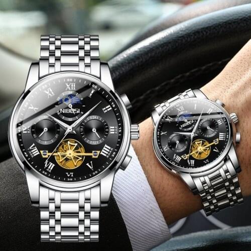 NIBOSI 2021 Chronograph Watches For Man Waterproof Luminous Male Watch Men Stainless Steel Quartz Auto Date Relogio Masculino