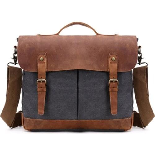 Men Waterproof Canvas Briefcase Business Laptop Handbag Large Messenger Shoulder Bag Big Casual Male Leather Tote Travel bags