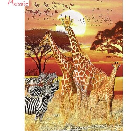 DIY scenery 5D diamond painting Giraffe & Zebras cross stitch diamond embroidery diamond mosaic full square/round drill crafts