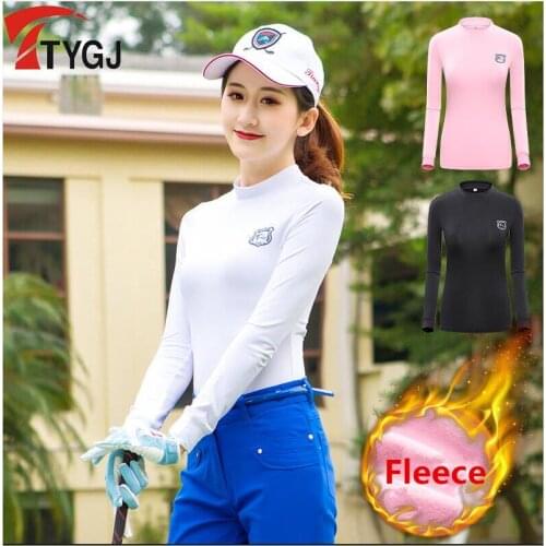 2019 New Autumn winter golf apparel Sportswear womens bottoming shirt fleece long-sleeved round neck keep warm Golf T-Shirt