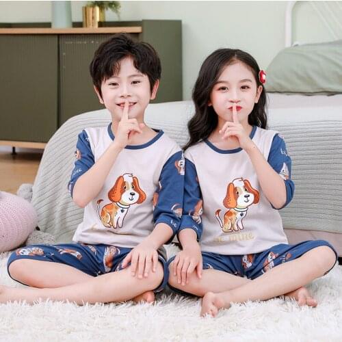 Children Pajamas Baby Clothing Set Kids Dog Cartoon Sleepwear Summer Cotton Nightwear Boys Girls Animal Pyjamas Pijamas Set