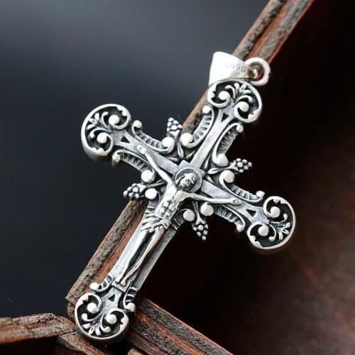 Retro Thai Silver Wholesale Silver Cross Pendant Male And Female Models Silver Pendant Genuine S990 Sterling Silver Pendant