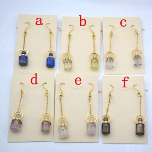 Natural gems stone essential Oil diffuser Magical Medicine vial Aroma earrings charm Perfume Bottle for Necklace earrings making