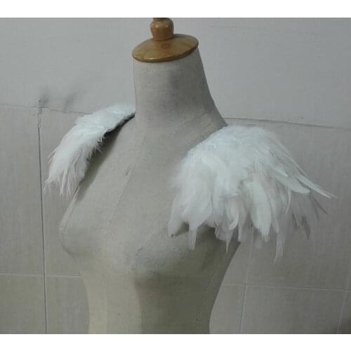 Hand-crafted rooster coque feather epaulettes #FSP15002WT