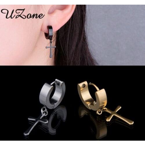 UZone 1 pc Stainless Steel Cross Earring Pendientes Body Jewelry Punk Pierceing Earring For Men Women Free Shipping
