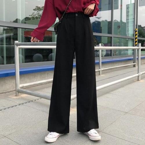 Shorts Women Spring And Autumn Straight Womens High Waist Black Casual Pants Loose Suit Pants Ropa Mujer