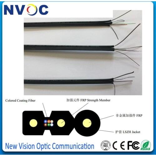 SM,6cores,G657A1,Steel Strength member(0.5mm*2)+Steel Messenger(1.0),LSZH Jacket,Dia:2.0*6.0.1,LSZH,FTTH GJYXCH Outdoor Cable