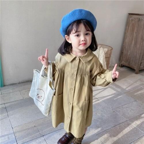 Girls Babys Kids Windbreaker Coat Jacket Outwear 2021 Loose Spring Autumn Cotton Buttons Cardigan School Childrens Clothing