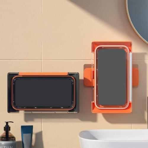 Bathroom Waterproof Mobile Phone Box Hole Free Toilet Wall Hanging Kitchen Shelf Can Rotate After Drama God-ABUX