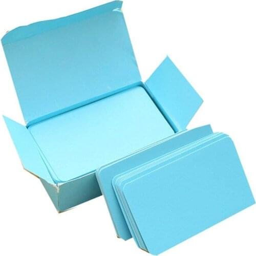 XRHYY Message Cards Thicker Kraft DIY Graffiti Paper Leaf Blank Word Card Announcement Notepad - 100 sheets/9.5 x 5.5 cm (Blue)