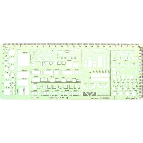 Green Geometric Template Ruler Drawing Tools for student School Stationery Pro 1XCE