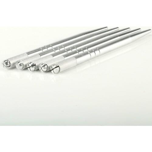 10 Pcs Round Flex Needle Self-Locking Device Manual Permanent Makeup Embroidered Eyebrow Tattoo Pen Tebori Microblading Pen